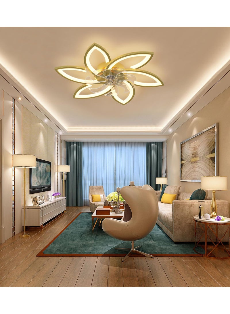 Ganeed Ganeed Gold Ceiling Fans with Light 30inch Modern Ceiling Fan Light Flush Mount LED Ceiling Fan Lighting Fixture for Kitchen Living Room  - Image 2