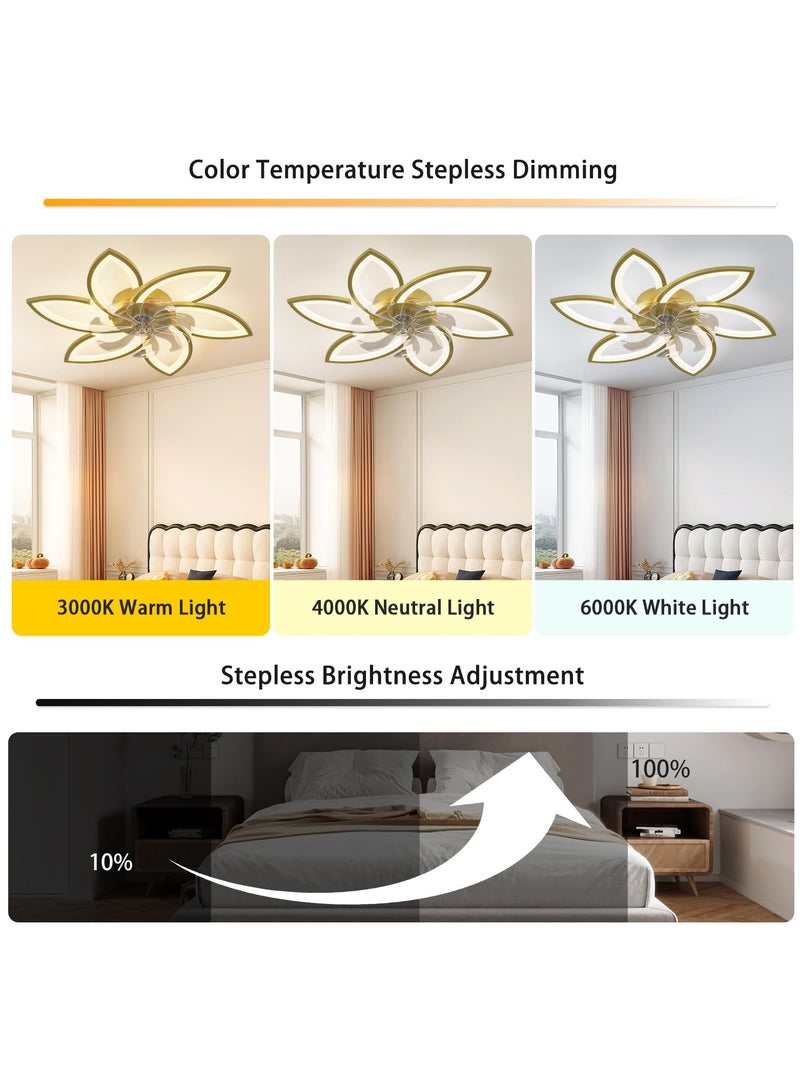 Ganeed Ganeed Gold Ceiling Fans with Light 30inch Modern Ceiling Fan Light Flush Mount LED Ceiling Fan Lighting Fixture for Kitchen Living Room  - Image 4
