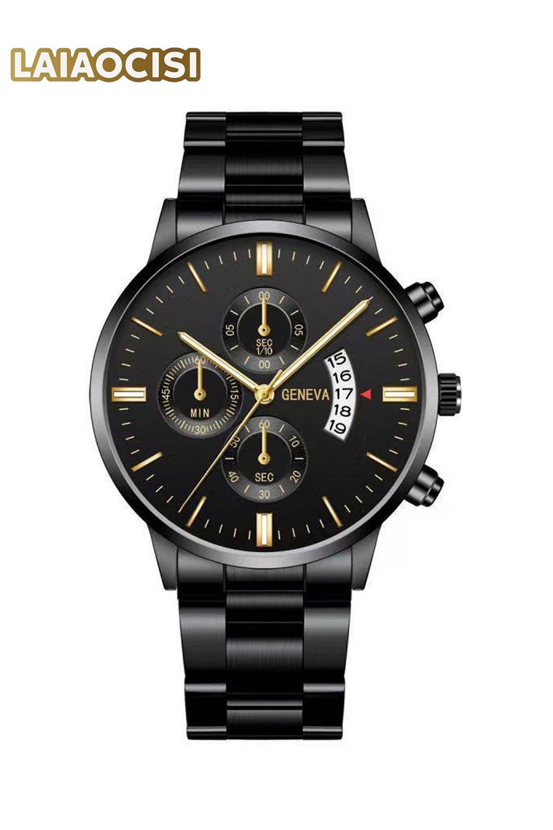 LAIAOCISI Men's Metal Decorative Chronograph Analog Watch- Black  - Image 1