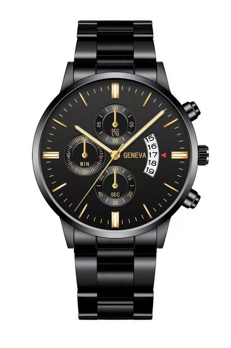 Geneva Men's Metal Decorative Chronograph Analog Watch- Black - Image 1