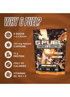 G Fuel G Fuel Energy + Protein Powder Mix, French Vanilla Latte Flavor, Sugar Free, Clean Caffeine Focus Supplement, Metabolism Support, Focus nootropics, Vitamin + Antioxidant Blend, 19 oz (20 Servings)  - Image 5