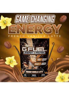 G Fuel G Fuel Energy + Protein Powder Mix, French Vanilla Latte Flavor, Sugar Free, Clean Caffeine Focus Supplement, Metabolism Support, Focus nootropics, Vitamin + Antioxidant Blend, 19 oz (20 Servings)  - Image 2