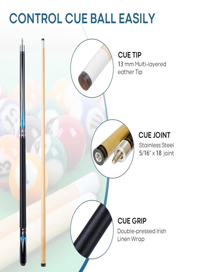 Sinkkuma Pool Cue Stick Set,58" Billiard Cue Sticks,19/20 oz 1/2 Maple Billiard Pool Stick,13mm Cue Tip 2-Piece Pool Cue (Black 20oz) - Image 2
