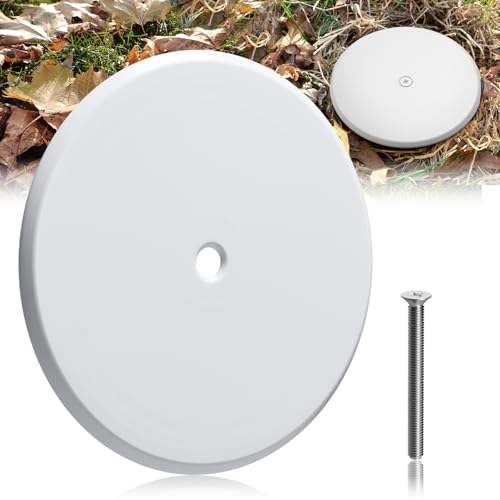 Wuno Shop 7 Inch Cleanout Cover, Decorative Cleanout Access Covers Plate, Round Stainless Steel Flat Cover Plate for Cleanout Plug Access Hole with Large Center Securing Screw White 1 Pcs - Image 1