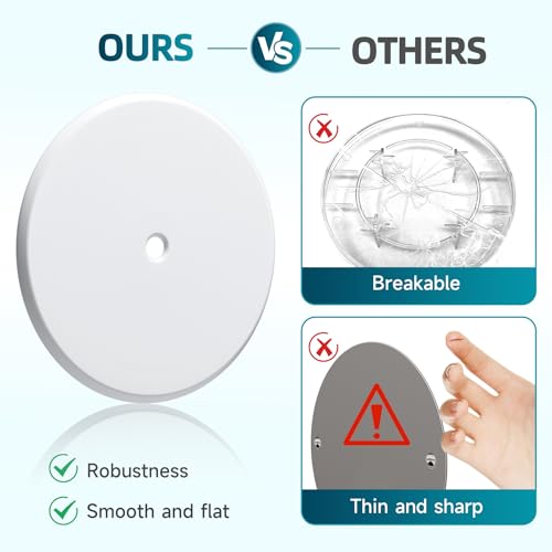 Wuno Shop 7 Inch Cleanout Cover, Decorative Cleanout Access Covers Plate, Round Stainless Steel Flat Cover Plate for Cleanout Plug Access Hole with Large Center Securing Screw White 1 Pcs - Image 4