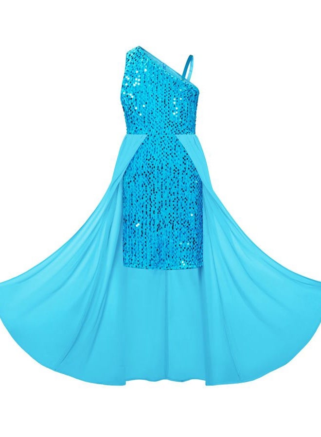 GRACE KARIN Prom Dress for Tween Girl Blue Sequin Sparkly Birthday Party Dreses Size 12-14 - Image 1