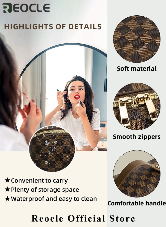 REOCLE Fashion Handbag Large Capacity Storage Bag Grid Pattern Bag Waterproof Portable Bag with Handle Separator Travel Bags for Efficient Organization - Image 5