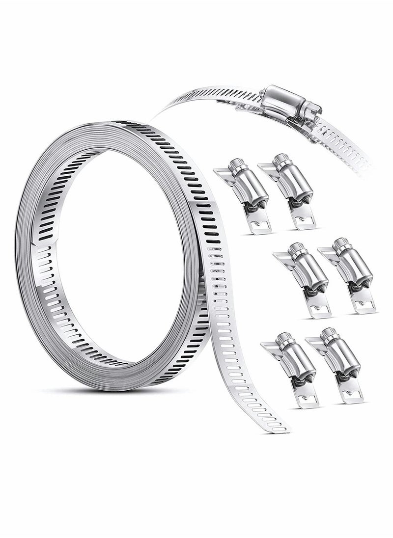 Y&D 8 Feet Hoses Clamps, Fasteners, Clamps Worm, Worm Stainless Steel, Large Hose Clamp Drive Adjustable Pipe for Intercooler, Pipe, Tube and Fuel Line  - Image 1