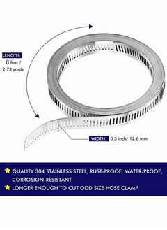 Y&D 8 Feet Hoses Clamps, Fasteners, Clamps Worm, Worm Stainless Steel, Large Hose Clamp Drive Adjustable Pipe for Intercooler, Pipe, Tube and Fuel Line  - Image 2