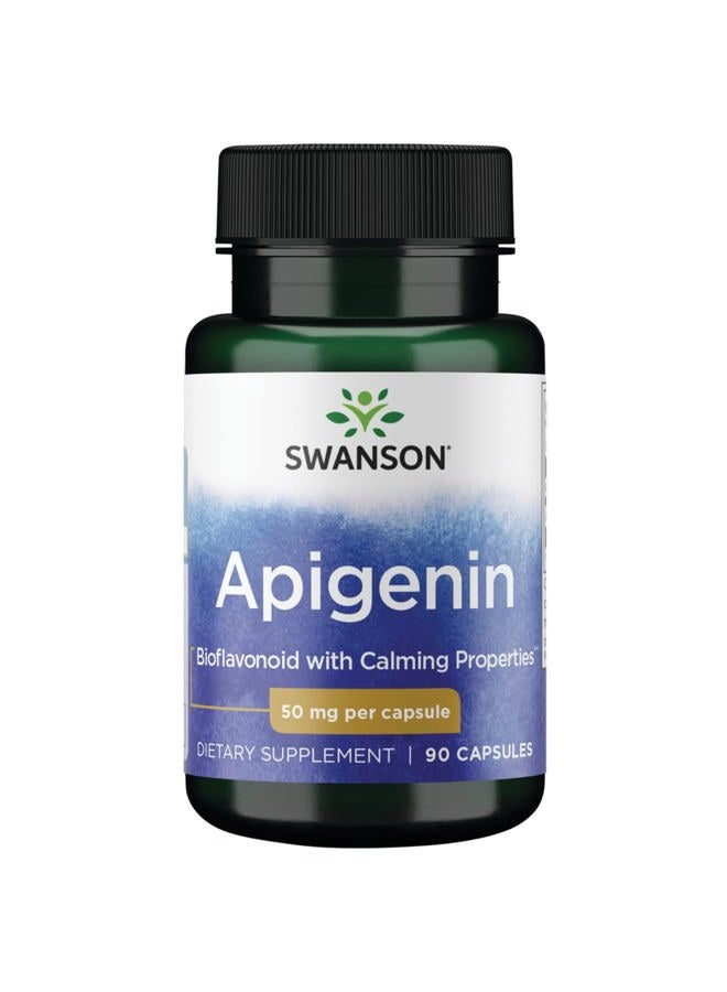 SWANSON Apigenin Supplement, 50mg Capsules (90 Count), Helps Promote Sleep, Stress Relief & Overall Men's Health (Packaging May Vary) - Image 1