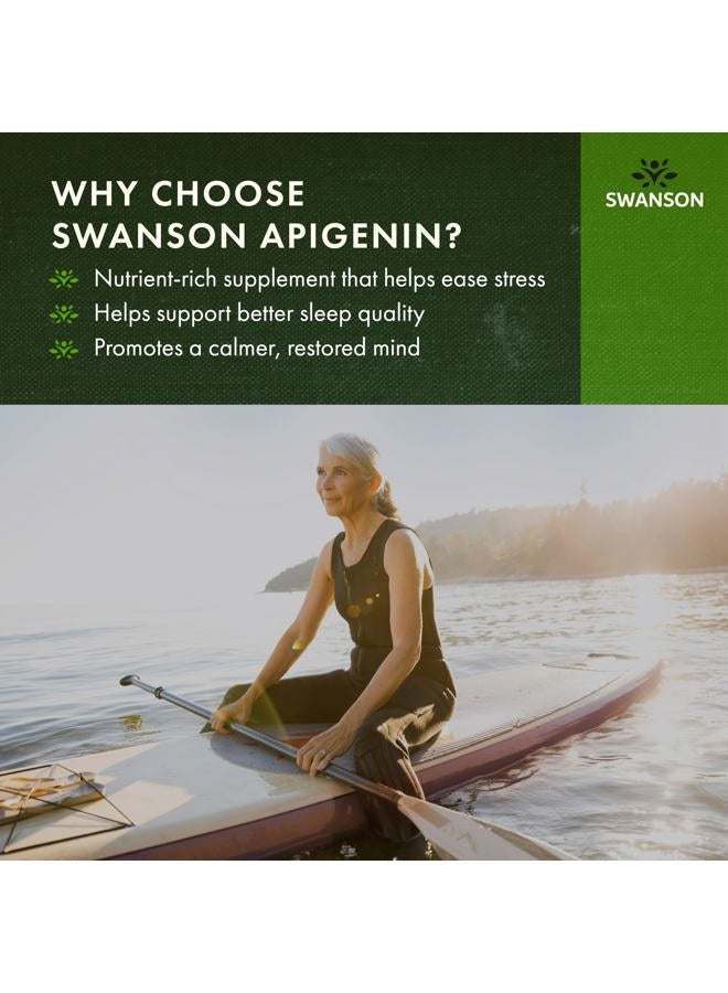 SWANSON Apigenin Supplement, 50mg Capsules (90 Count), Helps Promote Sleep, Stress Relief & Overall Men's Health (Packaging May Vary) - Image 3