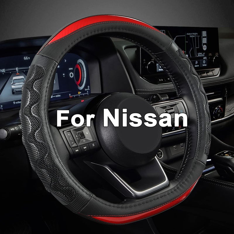 GIANT PANDA Steering Wheel Cover for Nissan Altima Rogue  Car Steering Wheel Cover for Nissan D ShapeRedDShaped
