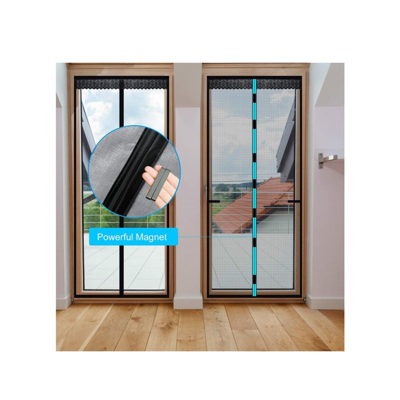 Barakah Magnetic Screen Door, Anti Mosquito Mesh Fly Curtain, Magnetic Top-to-Bottom Seal Snaps Shuts Automatically, Keep Fresh Air in & Bugs Out (100x200CM,Black) - Image 4
