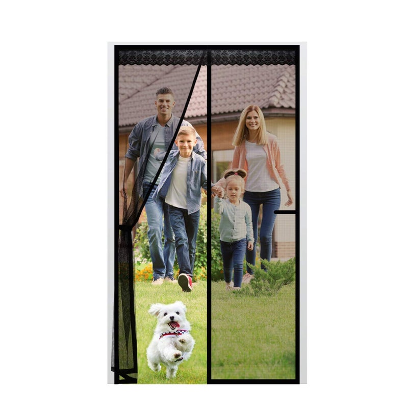 Barakah Magnetic Screen Door, Anti Mosquito Mesh Fly Curtain, Magnetic Top-to-Bottom Seal Snaps Shuts Automatically, Keep Fresh Air in & Bugs Out (100x200CM,Black) - Image 1