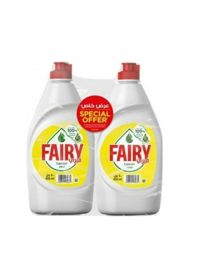 Fairy Lemon Dishwashing Liquid 400ml, Pack of 2