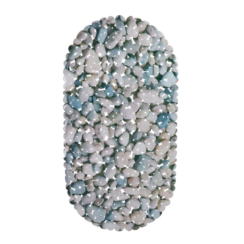 Relaxdays AntiSlip Bath Mat StoneLook NonSlippery Suction Cups Washable W x D 36 x 68 cm Pack of 1