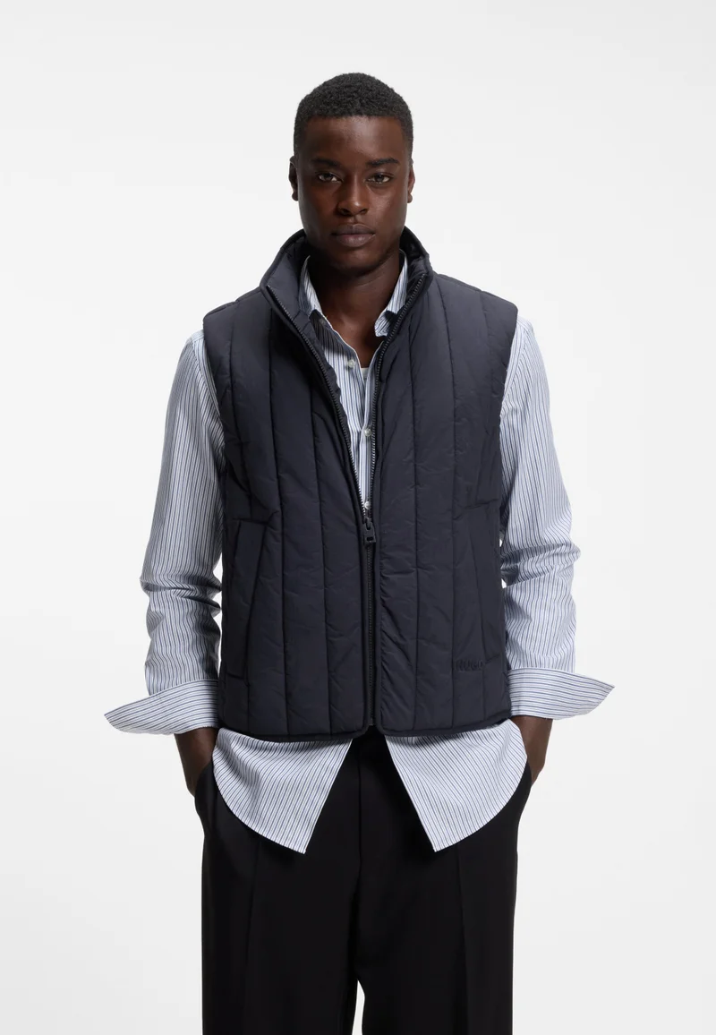 HUGO Vertical-quilted gilet with logo detail