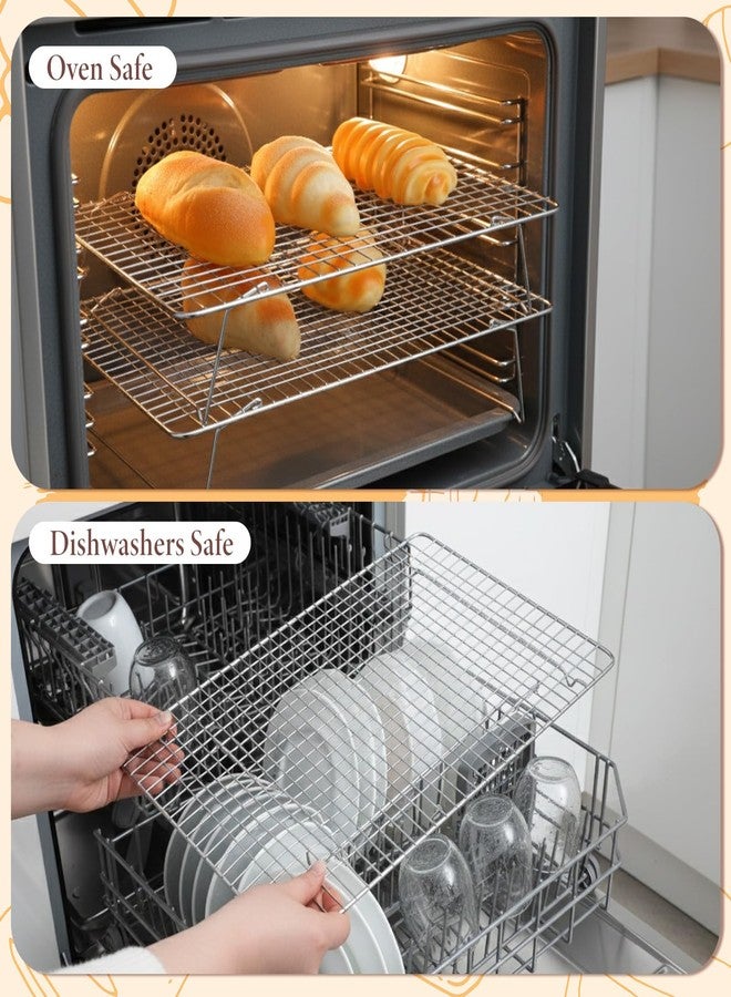 Exclaith Stainless Steel Stackable Cooling Rack for Baking, 3-Tier Cooling Rack Set, Stackable Heavy Duty Stainless Steel Wire Racks, for Baking Cooking Grilling, Oven & Dishwasher Safe, 10”x 16”, Silver - Image 4