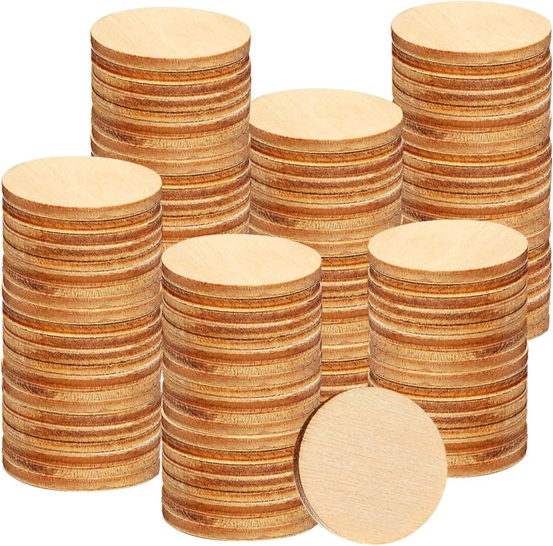 Coopay 200 Pieces 1.5 Inch Unfinished Wooden Circles, Wooden Cutouts Natural Round Wood Slices for DIY Wood Craft, Door Hanger, Painting, Wedding, Coasters, Home Decoration - Image 1