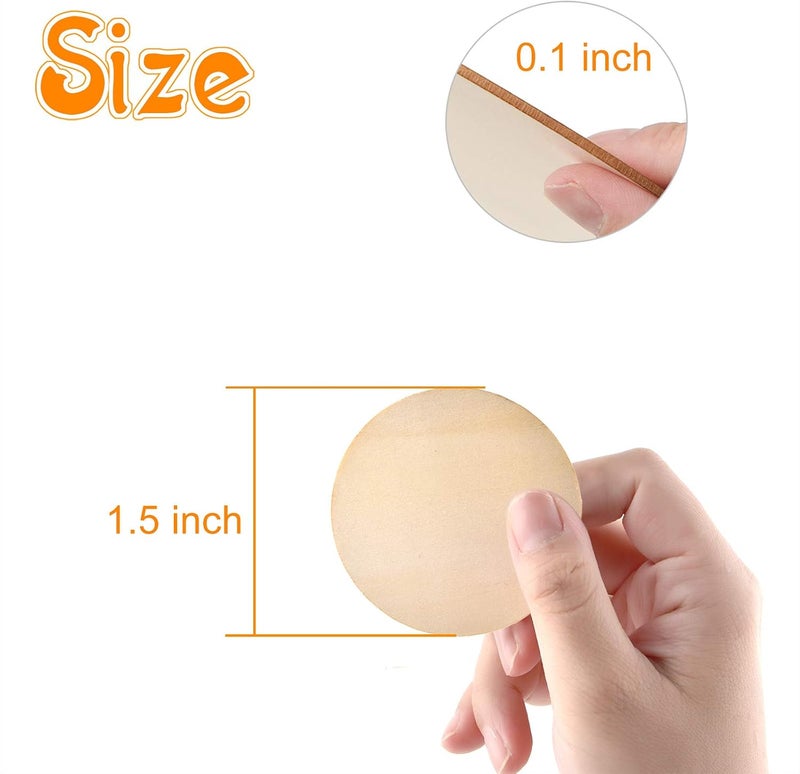 Coopay 200 Pieces 1.5 Inch Unfinished Wooden Circles, Wooden Cutouts Natural Round Wood Slices for DIY Wood Craft, Door Hanger, Painting, Wedding, Coasters, Home Decoration - Image 2