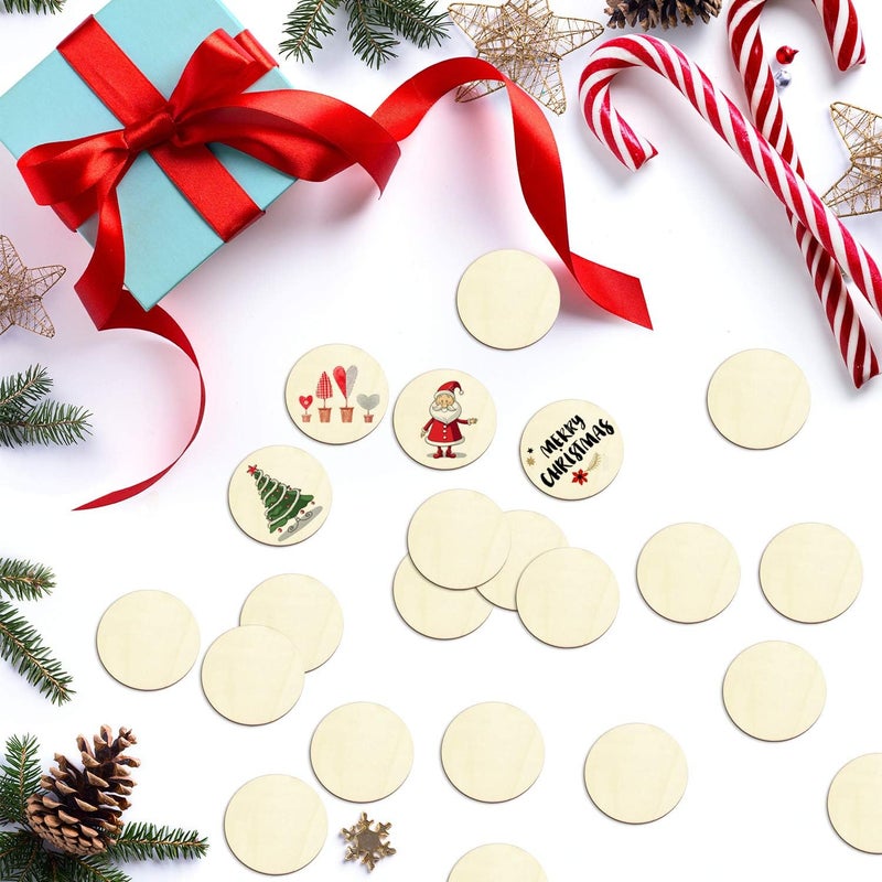 Coopay 200 Pieces 1.5 Inch Unfinished Wooden Circles, Wooden Cutouts Natural Round Wood Slices for DIY Wood Craft, Door Hanger, Painting, Wedding, Coasters, Home Decoration - Image 4