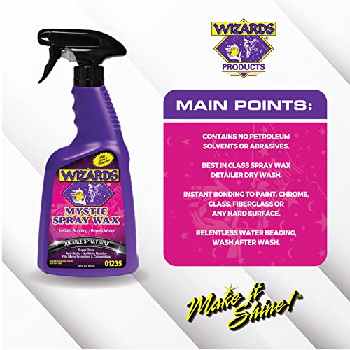 Wizards Spray Mystic Wax - Slick Finish Detailer and Glass Cleaner For Car Detailing Kit - Durable Spray Wax and Ceramic Boost - Repels Water and Protects With No Residue - 22 oz - Made in USA - Image 5