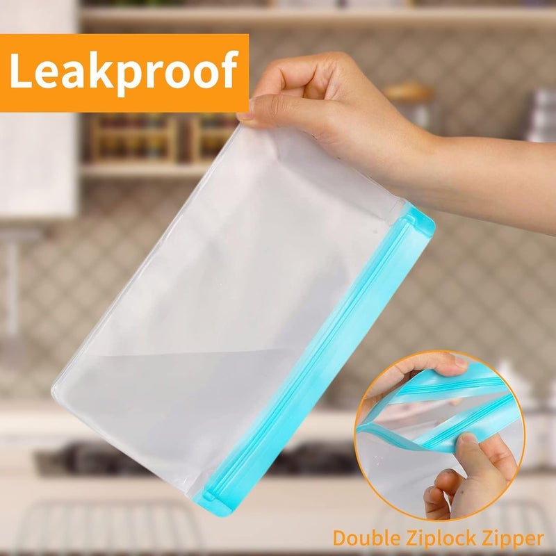 Reusable Freezer Ziplock Bags 10 Pack, Stand Up Reusable Food Storage Bags for Food Leakproof, Freezer Bags for Kitchen Meat Fruit Cereal - Image 3