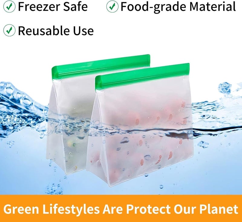 Reusable Freezer Ziplock Bags 10 Pack, Stand Up Reusable Food Storage Bags for Food Leakproof, Freezer Bags for Kitchen Meat Fruit Cereal - Image 5