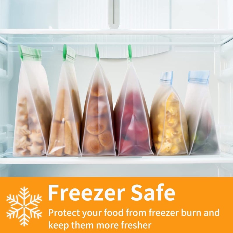 Reusable Freezer Ziplock Bags 10 Pack, Stand Up Reusable Food Storage Bags for Food Leakproof, Freezer Bags for Kitchen Meat Fruit Cereal - Image 2