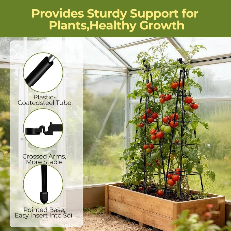 MQHUAYU 2 Pack Garden Trellis for Climbing Plants Outdoors,65Inch Cucumber Trellis Garden Obelisk Trellis Rustproof Plants Support with Adjustable Heights for Indoor Potted Plants, Vines, Vegetables - Image 4