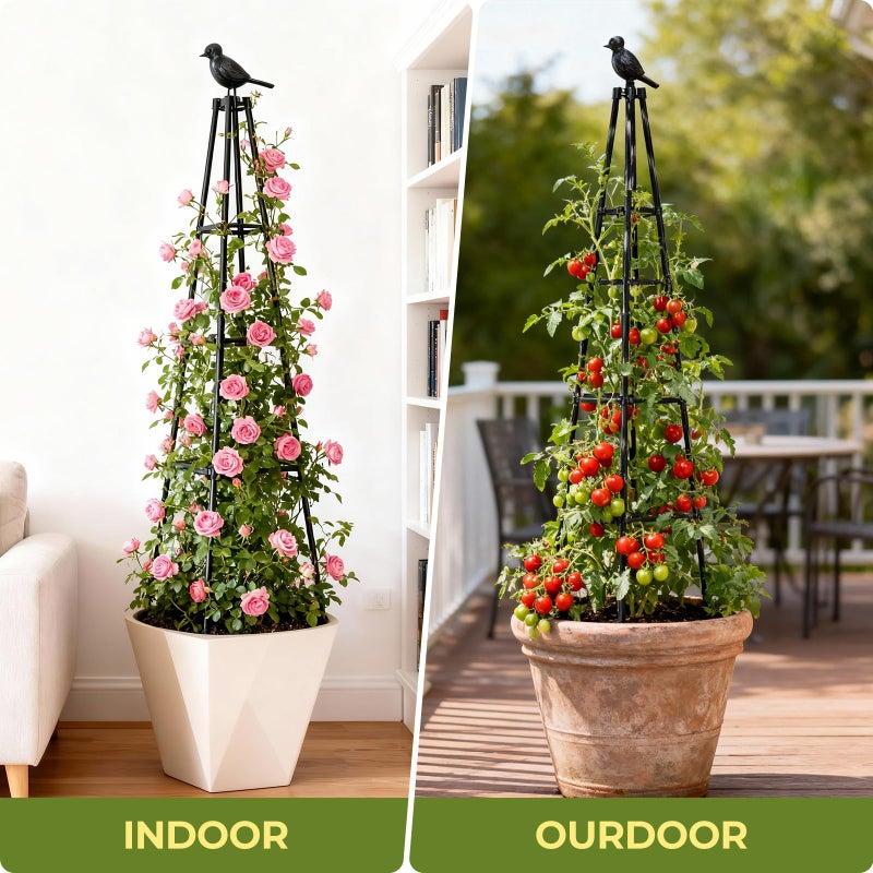 MQHUAYU 2 Pack Garden Trellis for Climbing Plants Outdoors,65Inch Cucumber Trellis Garden Obelisk Trellis Rustproof Plants Support with Adjustable Heights for Indoor Potted Plants, Vines, Vegetables - Image 5