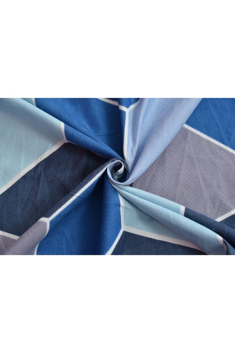 TrendRoad TrendRoad Glace Cotton Blue Box Print Bedsheet Pack of 1 Double Bedsheet 90x90 with 2 Pillow Cover20x30 Solid Print Heavy Thick Fabric Color Blue  - Image 2