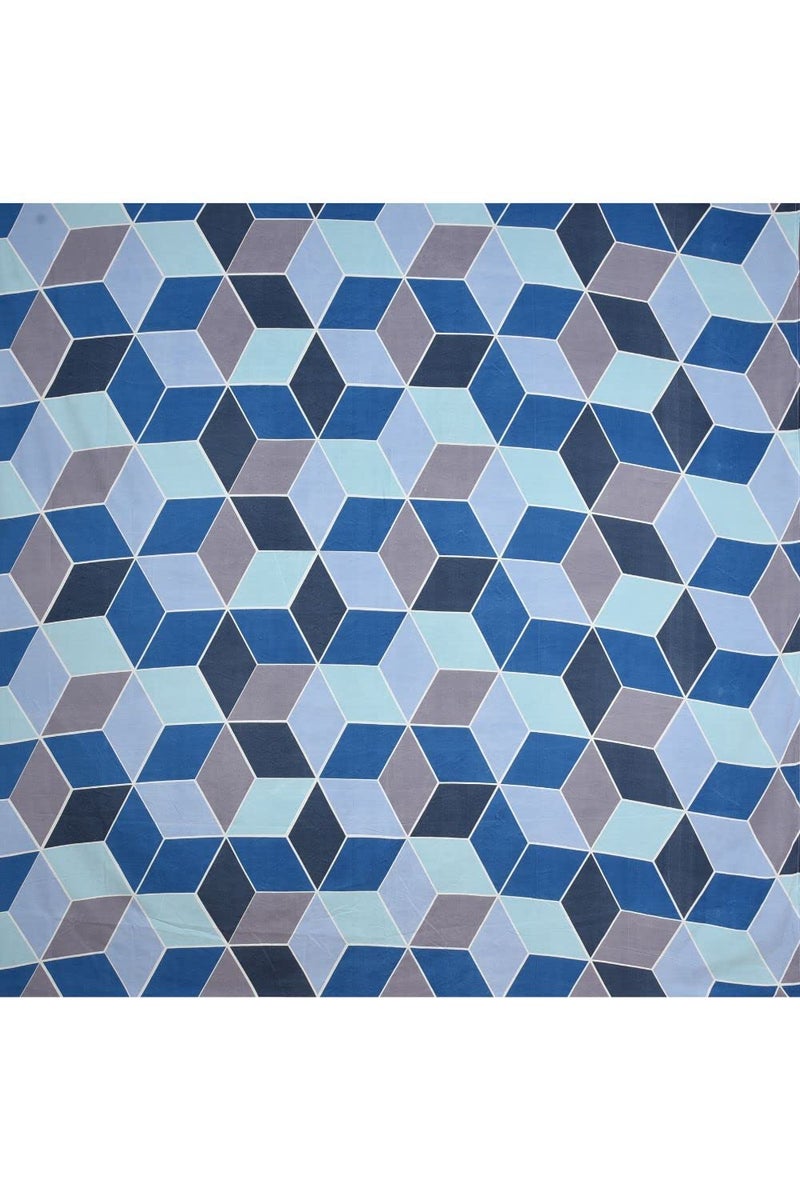 TrendRoad TrendRoad Glace Cotton Blue Box Print Bedsheet Pack of 1 Double Bedsheet 90x90 with 2 Pillow Cover20x30 Solid Print Heavy Thick Fabric Color Blue  - Image 3