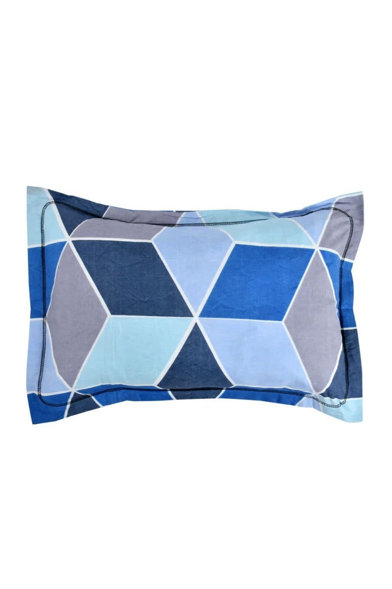 TrendRoad TrendRoad Glace Cotton Blue Box Print Bedsheet Pack of 1 Double Bedsheet 90x90 with 2 Pillow Cover20x30 Solid Print Heavy Thick Fabric Color Blue  - Image 5
