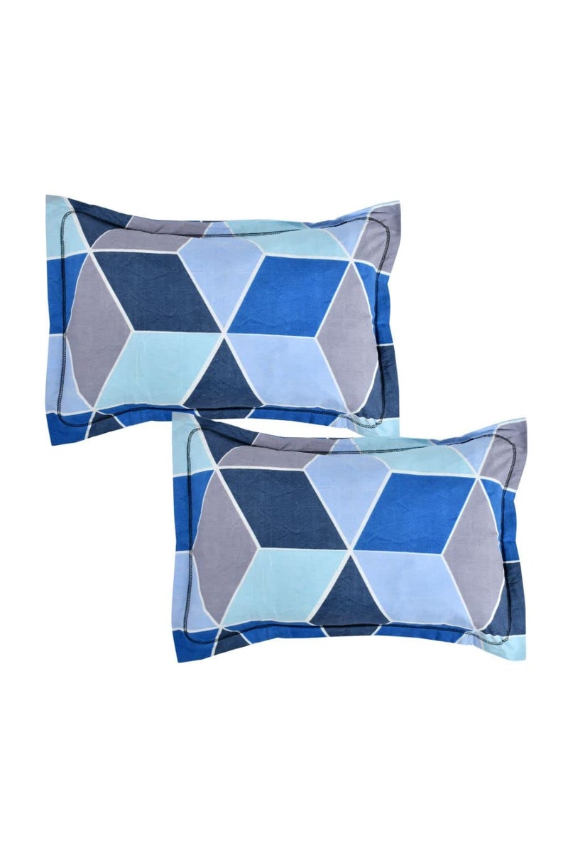 TrendRoad TrendRoad Glace Cotton Blue Box Print Bedsheet Pack of 1 Double Bedsheet 90x90 with 2 Pillow Cover20x30 Solid Print Heavy Thick Fabric Color Blue  - Image 4