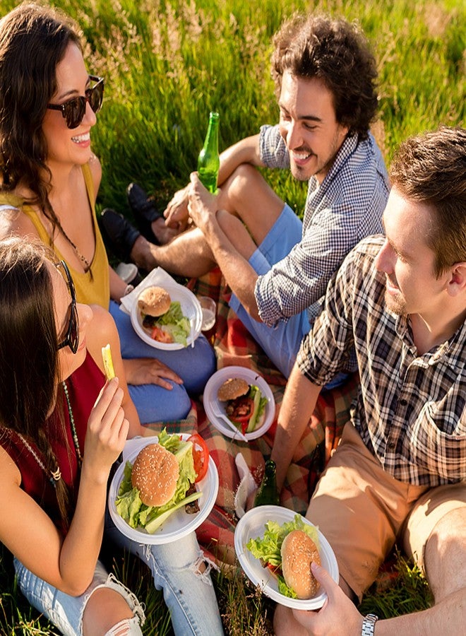 BangShou 30 Pack 12" Oval Compostable Plates Heavy Duty Bagasse Fiber Disposable Dinnerware Microwave & Freezer Safe Eco-Friendly, Leakproof for BBQ, Party, Catering (White) - Image 5