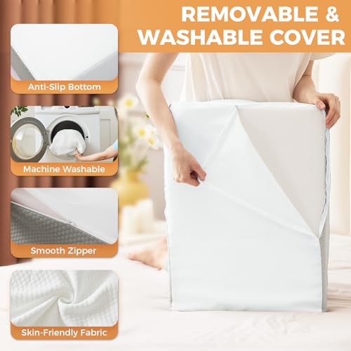 BIEEZZK Leg Elevating Pillow, Leg Elevation Pillows for After Surgery, Swelling, Leg Pillow Elevation Blood Circulation, Leg Pillow for Pain Relief, Knee Pillow for Rest, 23.6×16.8×8 Inch White/Grey - Image 5