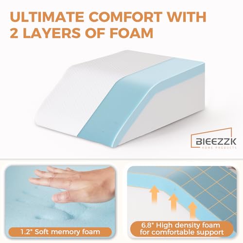 BIEEZZK Leg Elevating Pillow, Leg Elevation Pillows for After Surgery, Swelling, Leg Pillow Elevation Blood Circulation, Leg Pillow for Pain Relief, Knee Pillow for Rest, 23.6×16.8×8 Inch White/Grey - Image 4