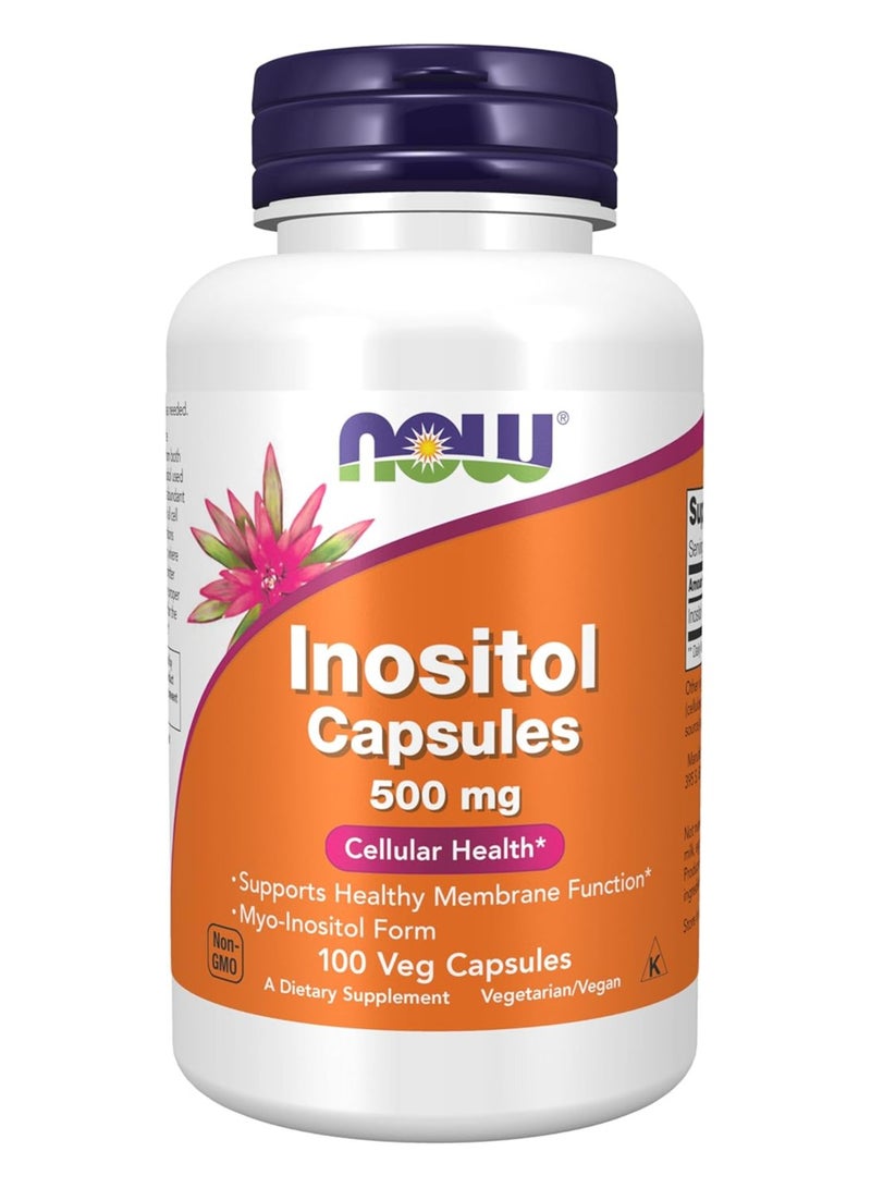 NOW Inositol 500mg, 100 Capsules, Supports Healthy Hormonal Balance & Cellular Function - Image 1