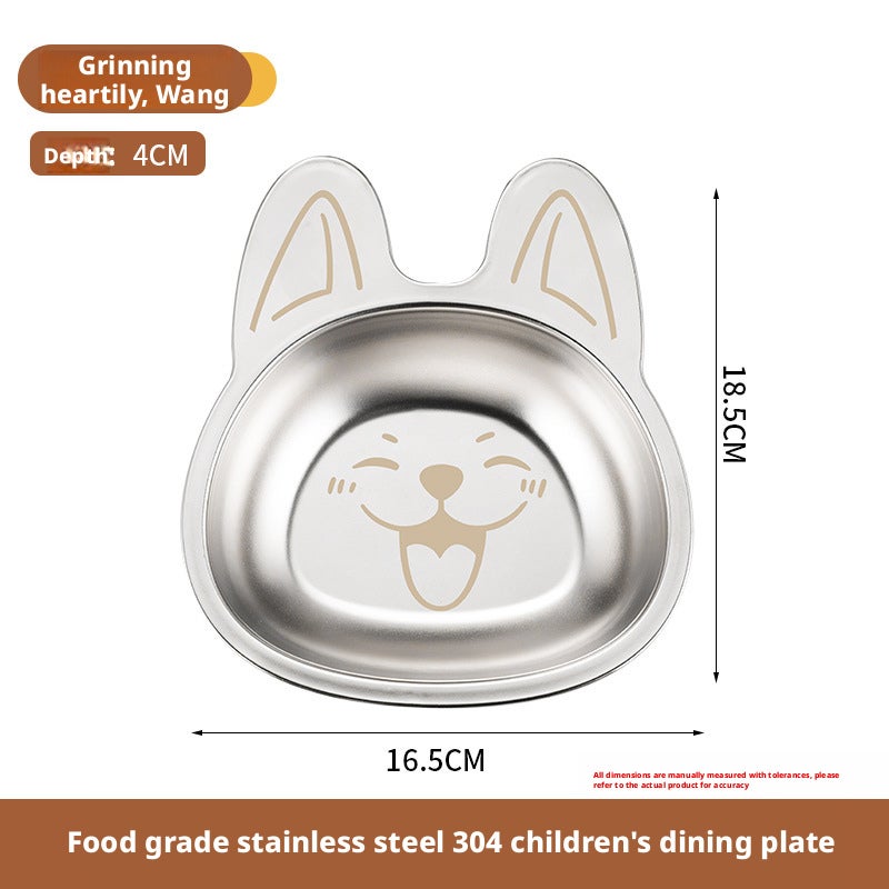 Food Grade 304 Stainless Steel Kids Antibacterial Plate Cartoon Fruit Plate Baby Feeder Bowl - Image 5