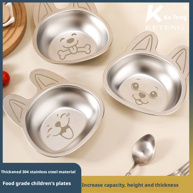 Food Grade 304 Stainless Steel Kids Antibacterial Plate Cartoon Fruit Plate Baby Feeder Bowl - Image 1