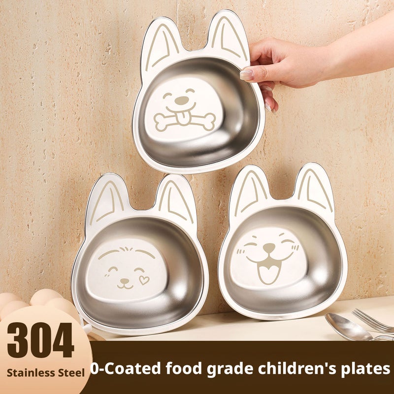 Food Grade 304 Stainless Steel Kids Antibacterial Plate Cartoon Fruit Plate Baby Feeder Bowl - Image 2