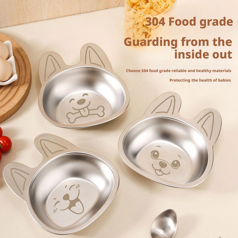 Food Grade 304 Stainless Steel Kids Antibacterial Plate Cartoon Fruit Plate Baby Feeder Bowl - Image 3