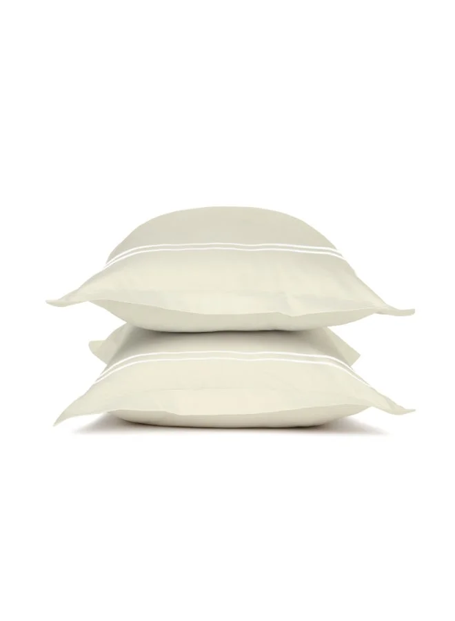 مالبيري ليفينج أغطية وسائد قطنية %  ، عبوة من قطعتين، لون عاجي