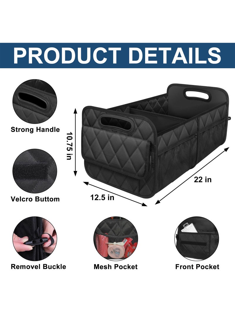 Generic Car Trunk Organizer for SUV, Car Organizers and Storage with 6 Pocket, Car Accessories for Women Men 50L Waterproof Polyester Trunk Organizer, Black  - Image 2