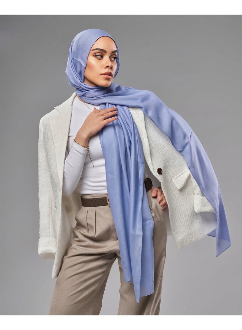 Lavezzi Breathable Cotton Modal Hijab Scarf For Women - Women Solid Color Head Scarf Wrap - Light Blue - Image 2