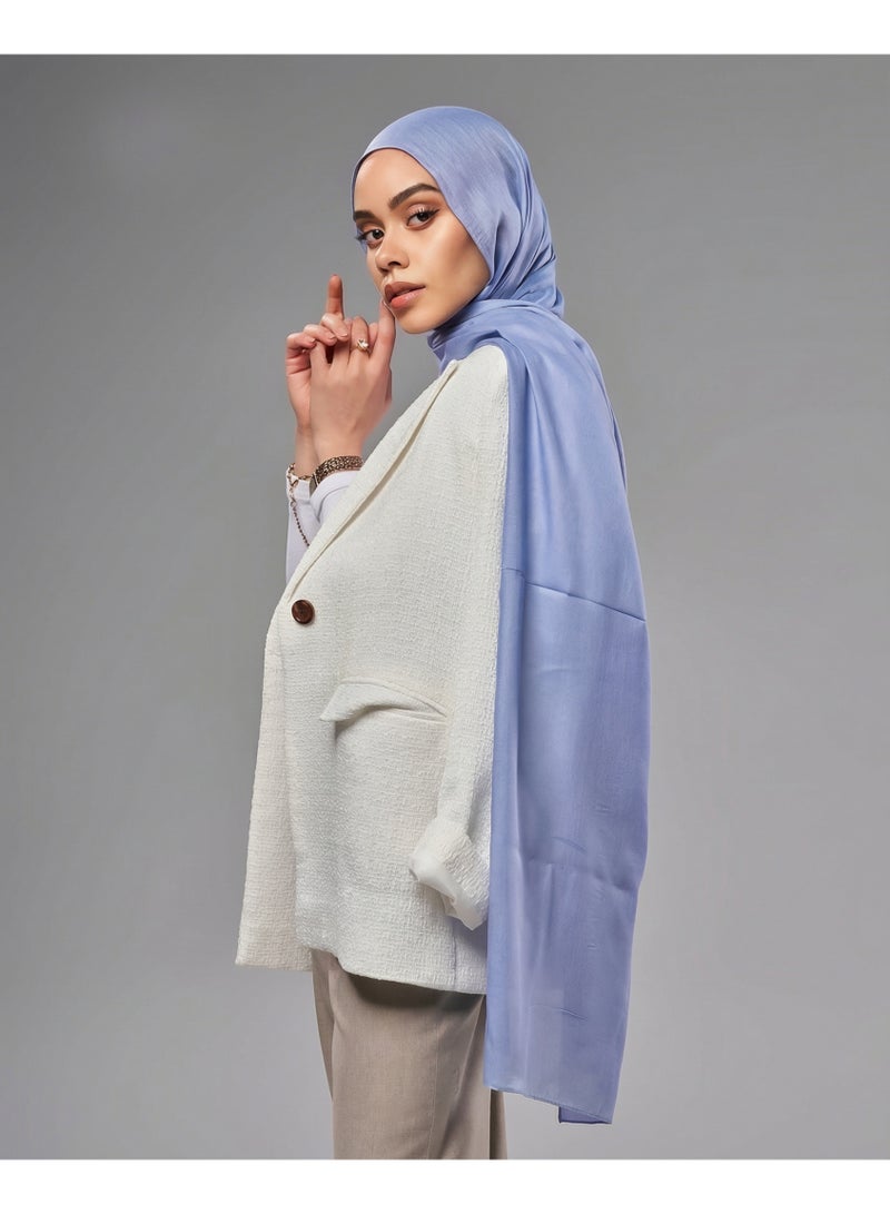 Lavezzi Breathable Cotton Modal Hijab Scarf For Women - Women Solid Color Head Scarf Wrap - Light Blue - Image 3