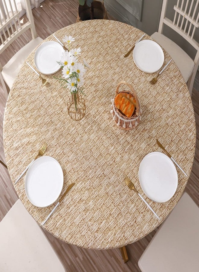 Walrus Round Vinyl Fitted Tablecloth with Flannel Backing Elastic Edge Design Table Cover Waterproof Oil-Proof PVC Table Cloth Stain-Resistant Best for 32"-36" Round - Image 1