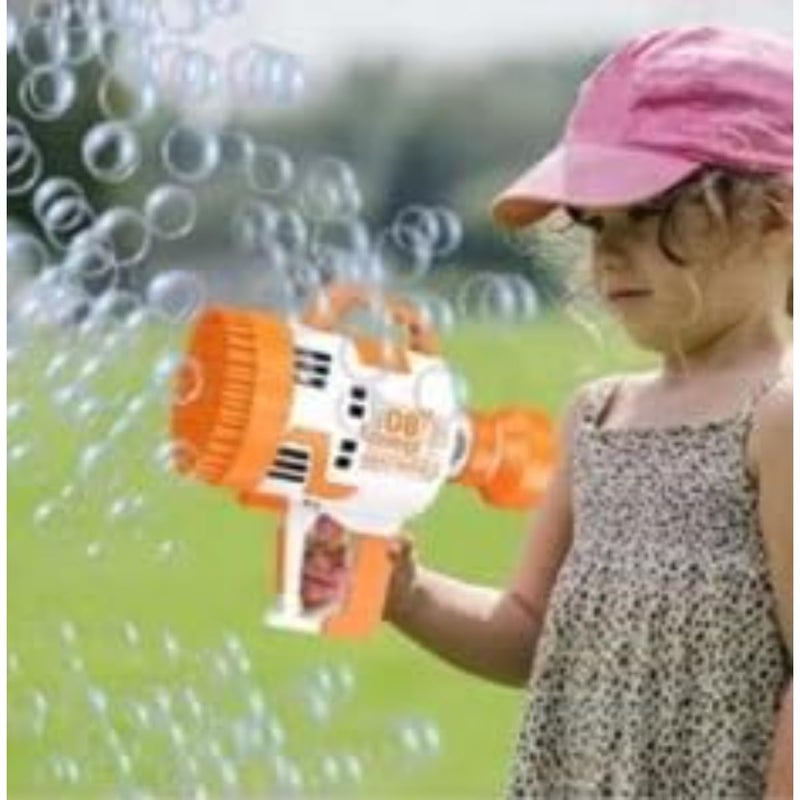 ZAMZIN 108-Hole Bubble Machine Gun, Battery-Operated Light-Up Bubble Maker for Kids, Indoor & Outdoor Fun, Vibrant Orange Excitemen - Image 3