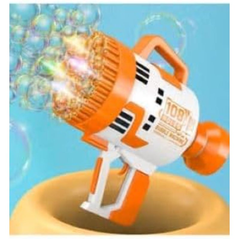 ZAMZIN 108-Hole Bubble Machine Gun, Battery-Operated Light-Up Bubble Maker for Kids, Indoor & Outdoor Fun, Vibrant Orange Excitemen - Image 4